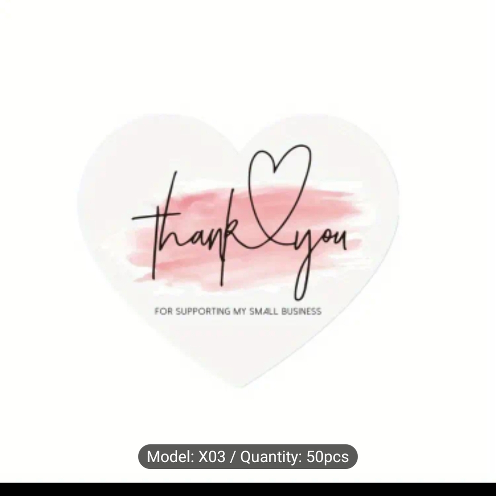 Heart-Shaped Thank You Cards 50 Count New